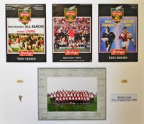 1993 British Lions rugby tour to New Zealand signed display to incl signed test photograph mounted