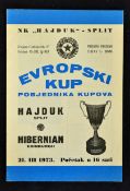 1972-73 European Cup Winners Cup Hadjuk v Hibernian football programme QF match, date 23 Mar 1973,