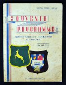 1937 South Africa rugby tour to New Zealand programme - v Auckland played at Eden Park on 24th