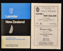 1972/73 New Zealand rugby tour to the UK Irish programmes to incl vs Leinster, and vs Ulster -