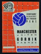 1967/68 European Cup Gornik Zabrze v Manchester United football programme 13 Mar, in good