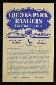 1950-51 Queens Park Rangers v S.V.V. Schiedam football programme date 7 May, Festival of Britain