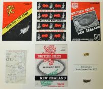 1959 British Lions rugby tour to New Zealand signed display to incl Official Lions headed paper