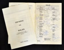 1989 Wales rugby tour to Canada signed programme v Ontario played on Saturday 27 May and signed by