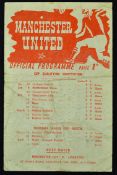 1944/1945 Manchester United v Stoke City football programme at Maine Road (Stoke City included