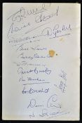 Manchester United 1964 Signed Dinner Menu signatures include George Best, Bobby Charlton, Denis Law,