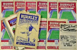 Collection of 1950s onwards Burnley football programmes to include 1948 Preston NE, Swindon Town