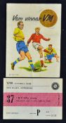 1958 World Cup Ticket England v Russia date 17 June Play Off match at Gothenburg plus 1958 World Cup