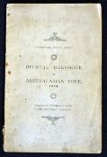 Rugby League - rare 1914 Northern Rugby Union Official Handbook of Australasian tour 1914 complete