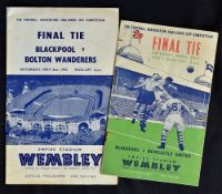 1951 and 1953 FA Cup Final football programmes both played at Wembley, 1951 Blackpool v Newcastle