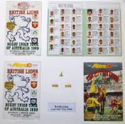 1989 British Lions rugby tour to Australia signed display to incl 4x test match programmes one