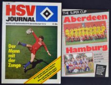 1983/4 European Super Cup Final Aberdeen v Hamburg football programme includes both legs, 22 Nov and