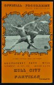 1950-51 Hull City v Partizan Belgrade football programme date 9 May, with rust staples, all