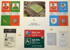 Fine 1974 British Lions rugby tour to South Africa signed display to incl a Cape Town Civic