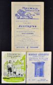1960/61 Accrington Stanley football programmes aways at Oldham Athletic, Chester, Wrexham, Stockport