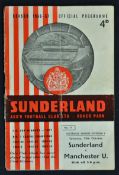 Signed 1956/57 Sunderland v Manchester United at Roker Park football programme autographed by the