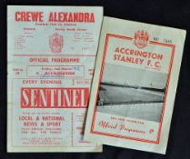 1961-62 Accrington Stanley v Bradford City football programme final home programme as a league club,