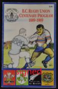 1989 Wales rugby tour to Canada signed programme v British Colombia (Centenary) and signed by all 25