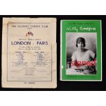 1936 London v Paris signed tennis programme - played at The Covered Courts Club Dulwich from