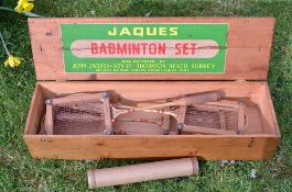 Jaques Boxed Badminton set - fitted with hinged lid to reveal a three quarter length makers trade