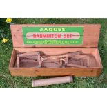 Jaques Boxed Badminton set - fitted with hinged lid to reveal a three quarter length makers trade