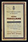 1937 Open Golf Championship programme signed by Walter Hagen - played at Carnoustie Tuesday 2nd July