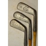 3x smooth faced cleeks including a Nicoll Leven stamped Leith to the blade, a Davidson Musselburgh