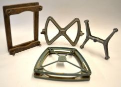 4x various patent alloy and wooden racket presses to incl Wrights Patent "H" shaped press, AG