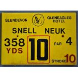 Gleneagles Hotel 'Glendevon' Golf Course Tee Plaque Hole 10 'Snell Neuk' produced in a heavy duty