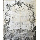 Rare and early 1802 Dutch battledore engraving - interesting hand written scroll with various