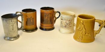 4x various Arthur Woods Sporting Series tankards to include 2x tennis with transfer tennis scenes of