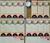 46x Titleist 90 boxed golf balls - (15) unopened boxes of three balls, some with company logo,