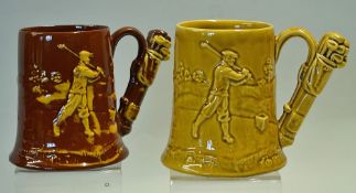 2x Large Ceramic Golfing Tankards one stamped Dartmouth Pottery the bears nor makers mark, both