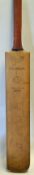 Rare 1921 England v Australia cricket bat signed both teams - a full size Jack Hobbs Ltd Fleet St