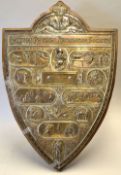 Fine Elkington & Co oversize Sheffield plate Athletics Shield - presented by National Physical