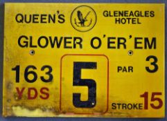 Gleneagles Hotel 'Queens' Golf Course Tee Plaque Hole 5 'Glower O'er'em' produced in a heavy duty