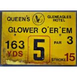Gleneagles Hotel 'Queens' Golf Course Tee Plaque Hole 5 'Glower O'er'em' produced in a heavy duty