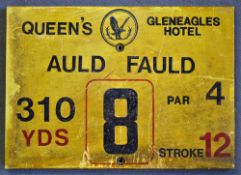 Gleneagles Hotel 'Queens' Golf Course Tee Plaque Hole 8 'Auld Fauld' produced in a heavy duty