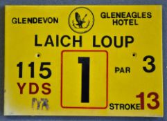 Gleneagles Hotel 'Glendevon' Golf Course Tee Plaque Hole 1 'Laich Loup' produced in a heavy duty