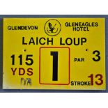 Gleneagles Hotel 'Glendevon' Golf Course Tee Plaque Hole 1 'Laich Loup' produced in a heavy duty