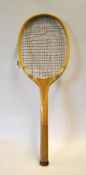 George G Bussey & Co The Winner No.1 wooden tennis racket - fitted with wavy concave wedge, green