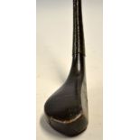 Early McEwan dark stained longnose beech wood hooked face grass driver c.1865 - the head measures