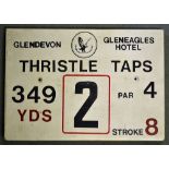 Gleneagles Hotel 'Glendevon' Golf Course Tee Plaque Hole 2 'Thristle Taps' produced in a heavy