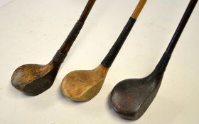 3x various woods to include Alex Patrick shallow faced socket head driver with curved sole, and to