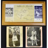 1934 Wimbledon Lawn Tennis Championships signed display to include a large album page neatly set out