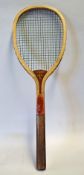 F.J Bancroft Pawtucket Rhode Island USA transitional laptop wooden tennis racket c.1900 -