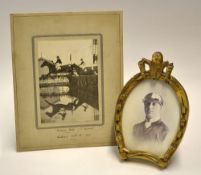 Horse racing - a Vic decorative gilt picture frame in the form of horse racing shoe (plate)