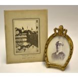 Horse racing - a Vic decorative gilt picture frame in the form of horse racing shoe (plate)