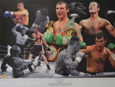 Joe Calzaghe Signed Boxing print in colour a montage style print entitled 'Joe Calzaghe Undefeated