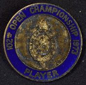 1973 Open Championship Player's Enamel Badge 102nd Championship a blue enamelled circular badge with